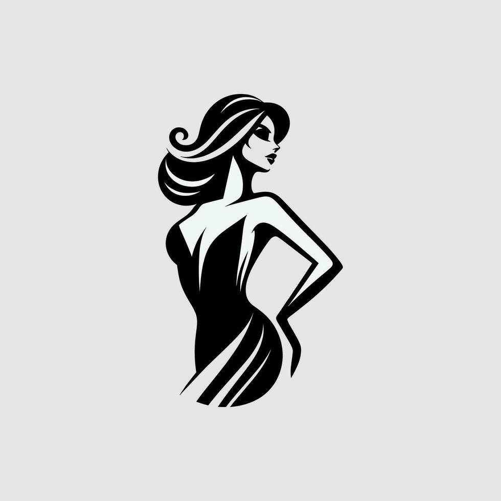 minimalist and modern fashion girls logo vector