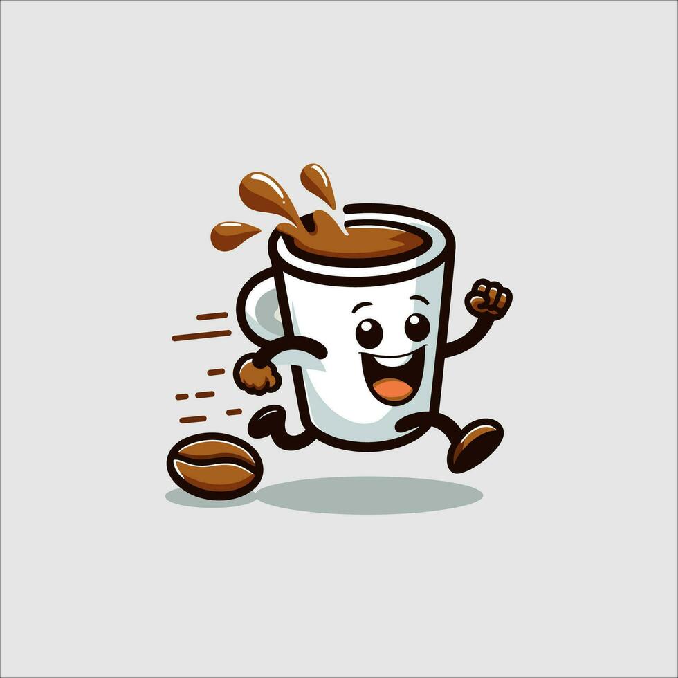 logo y pegatinas de linda café taza caracteres vector