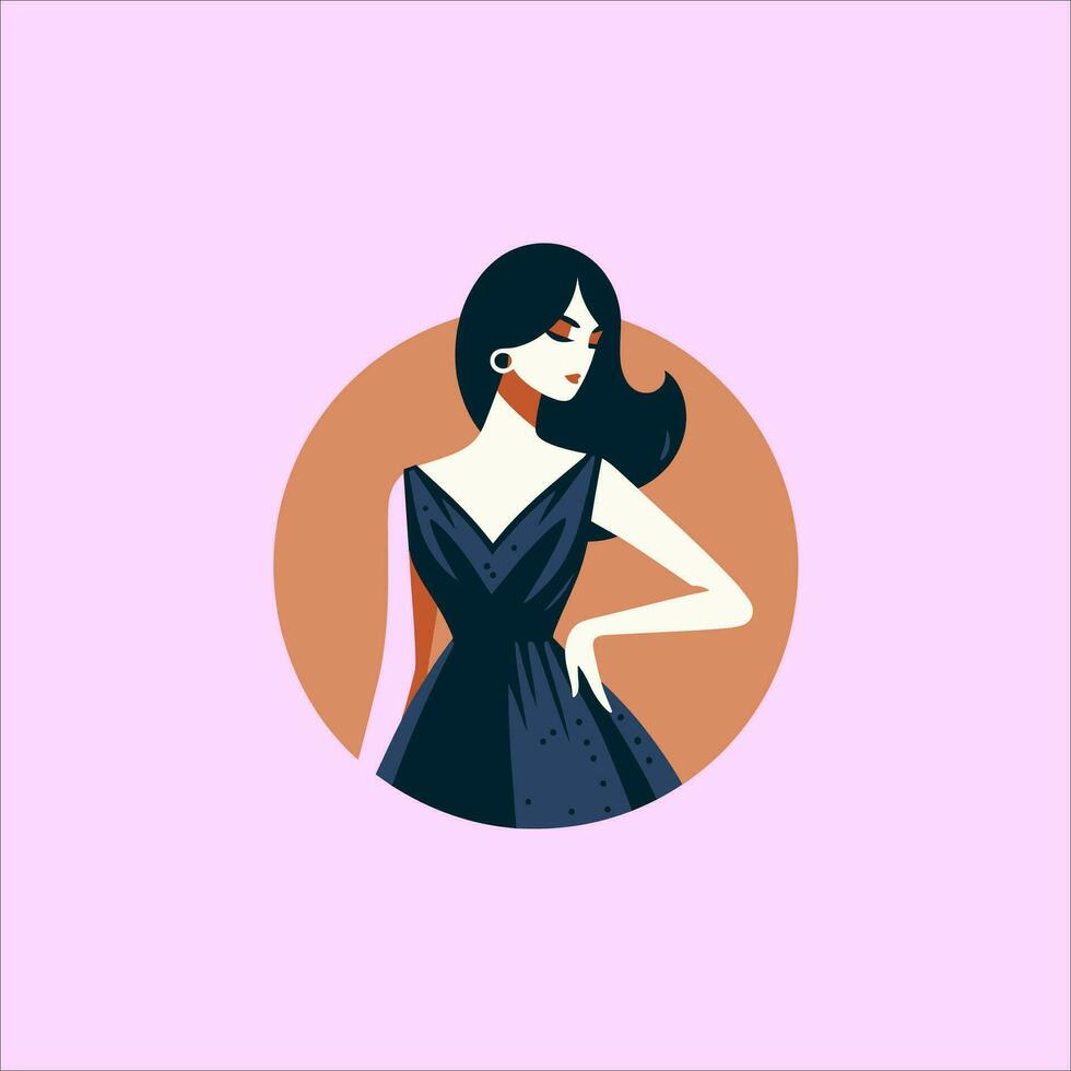 minimalist and modern fashion girls logo vector