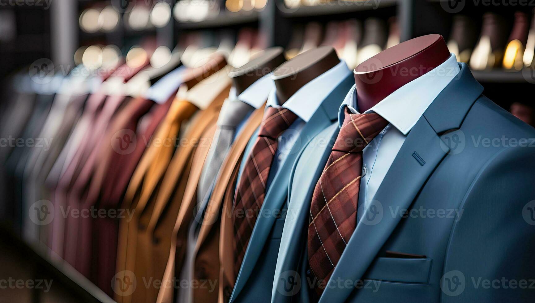 AI generated Elegant Suits Displayed in a Fashion Store. AI Generated. photo