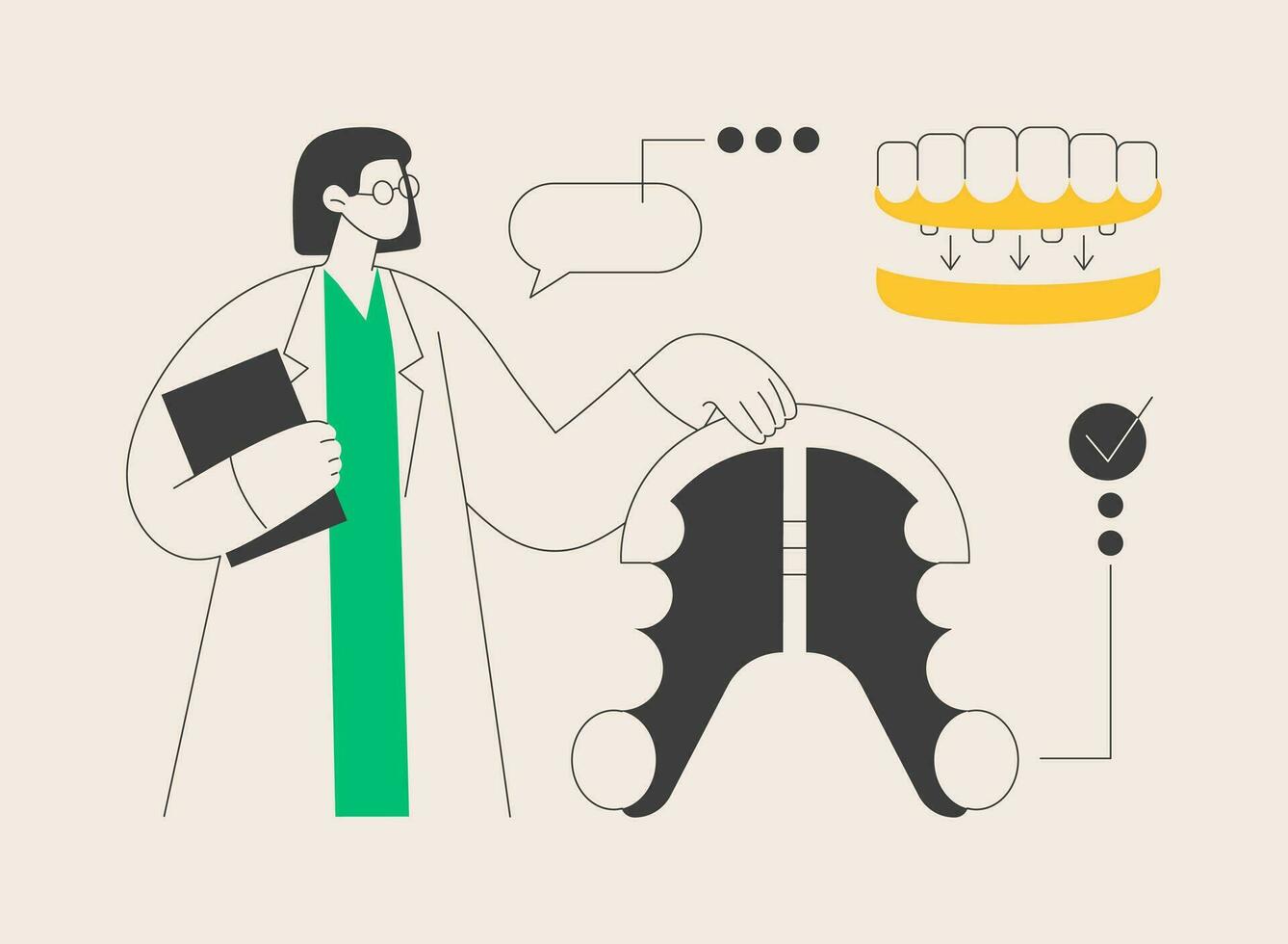 Dental tooth plate abstract concept vector illustration.