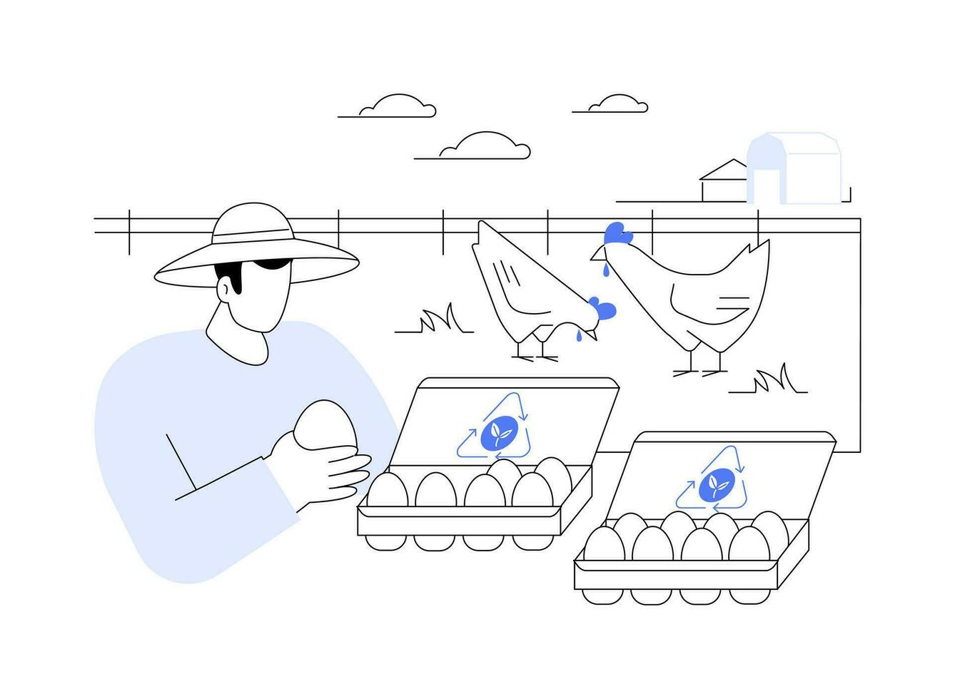 huevo eco embalaje resumen concepto vector ilustración.