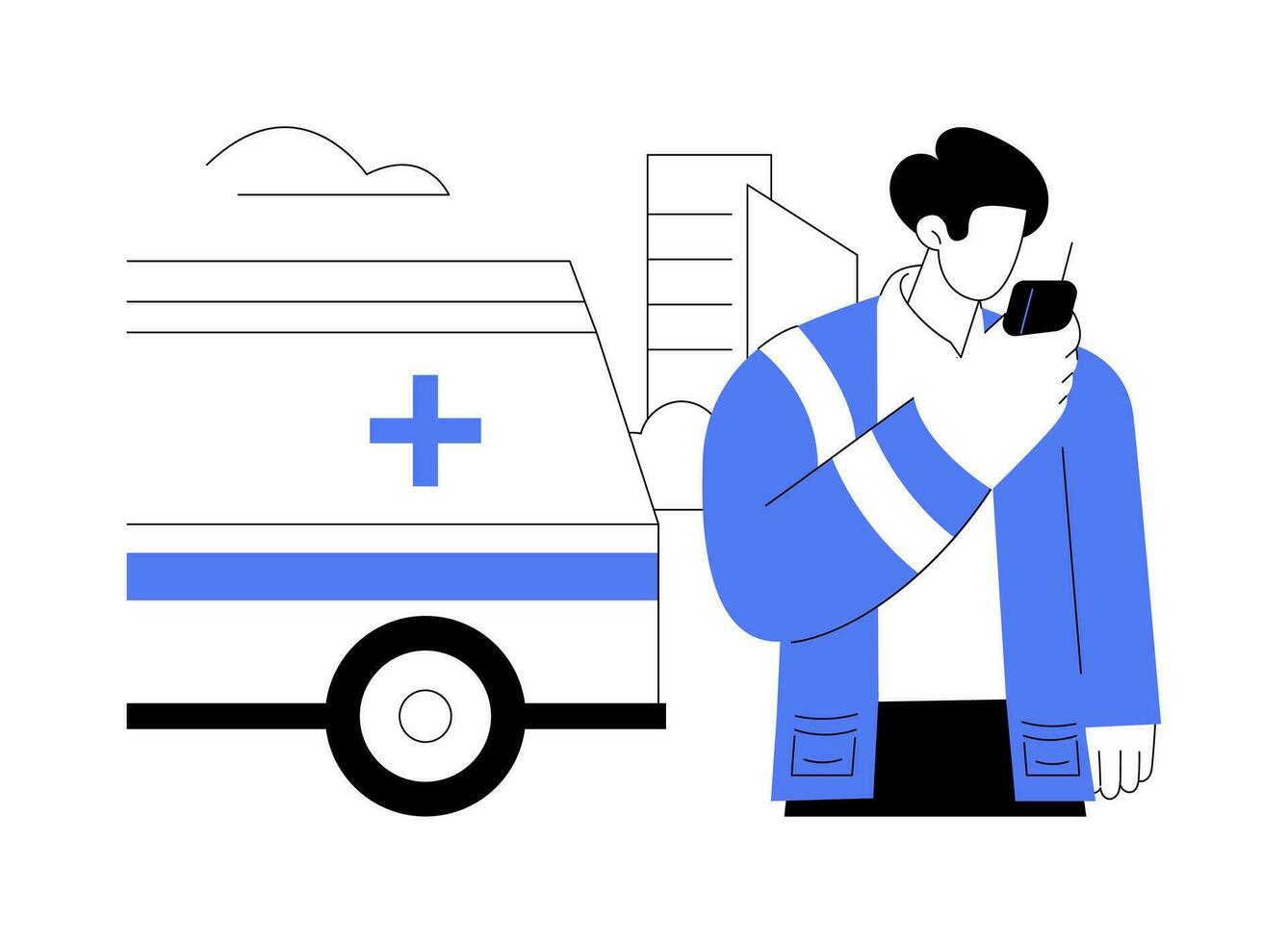 Ambulance car driver abstract concept vector illustration.