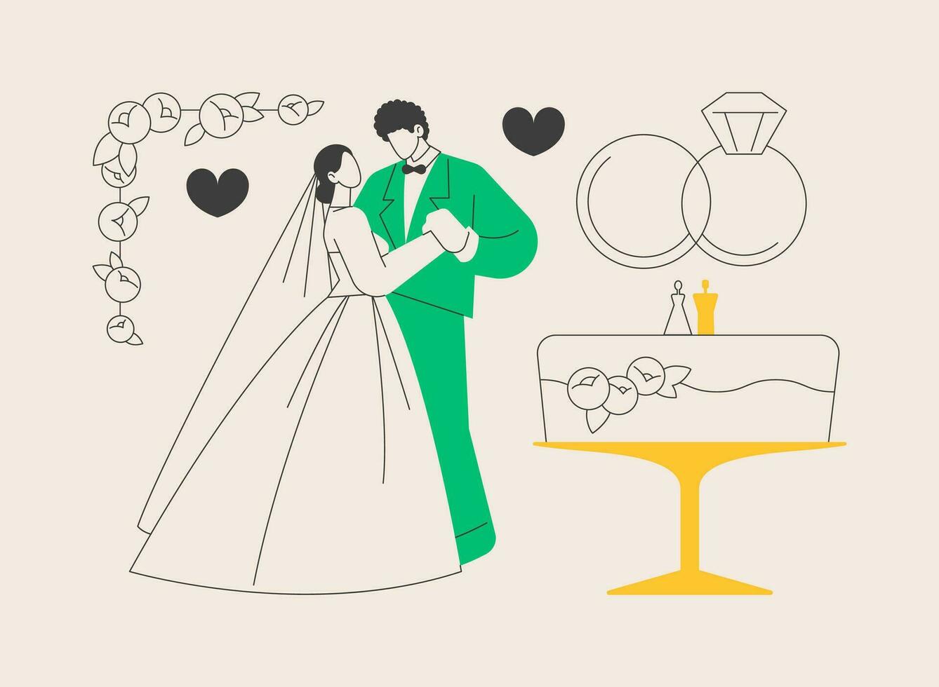 Mixed marriage abstract concept vector illustration.