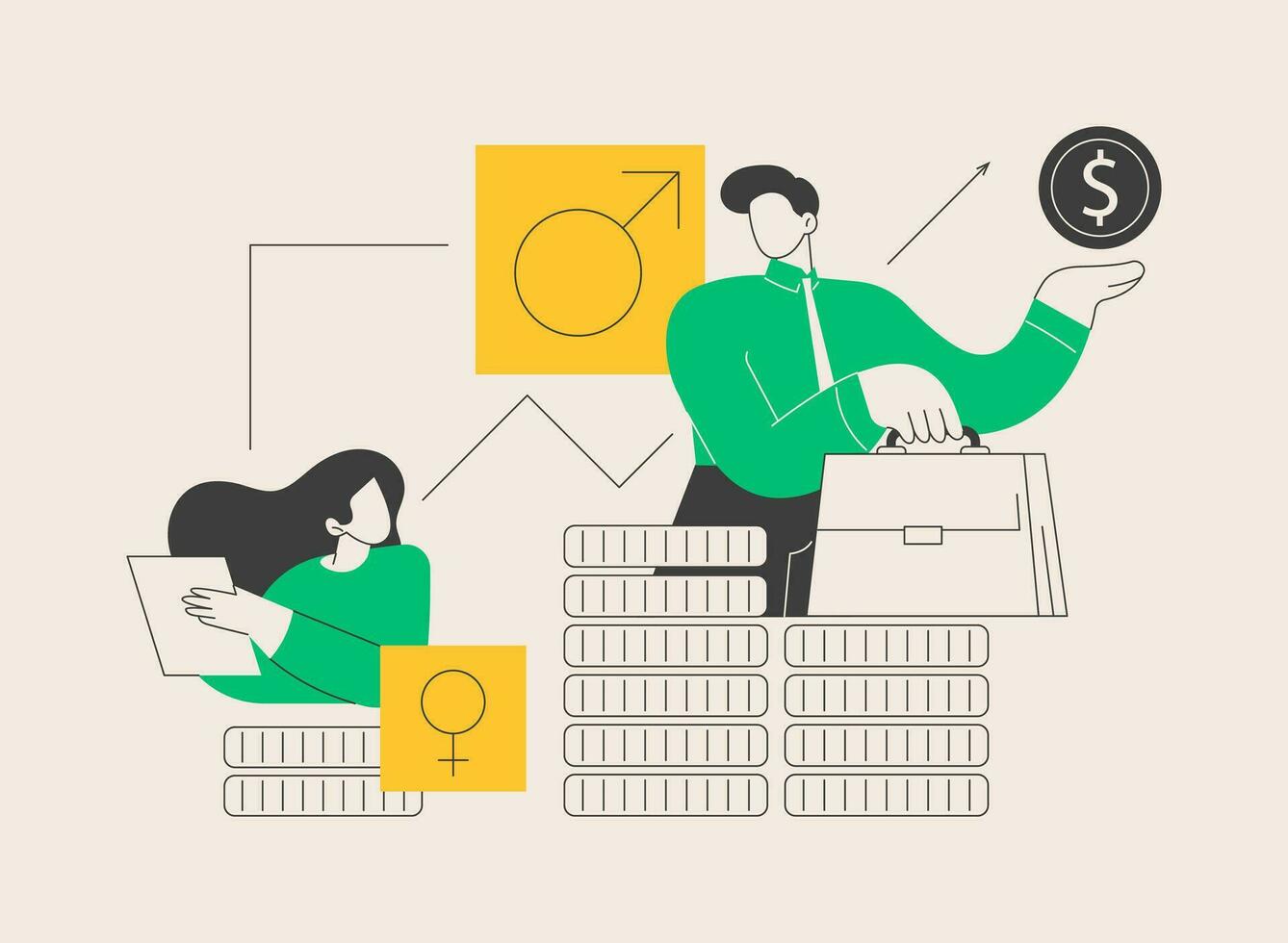 Gender discrimination abstract concept vector illustration.