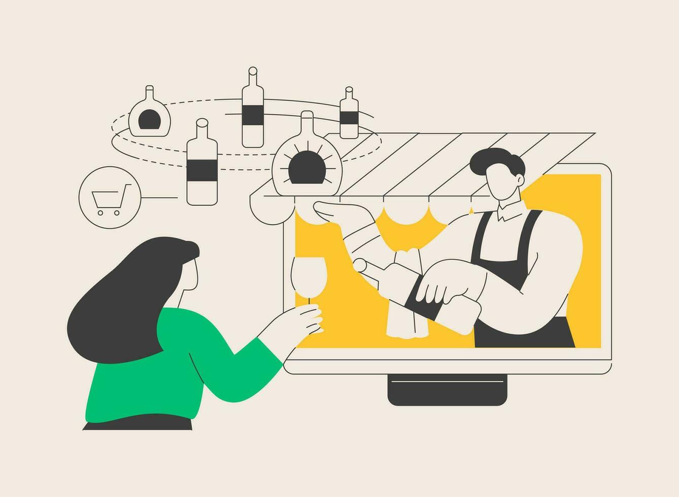 Alcohol E-commerce abstract concept vector illustration.