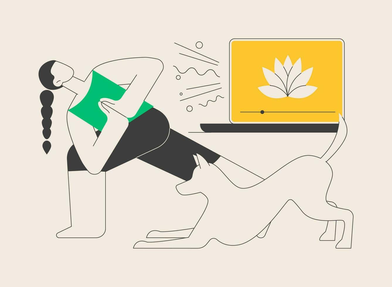 Home yoga abstract concept vector illustration.