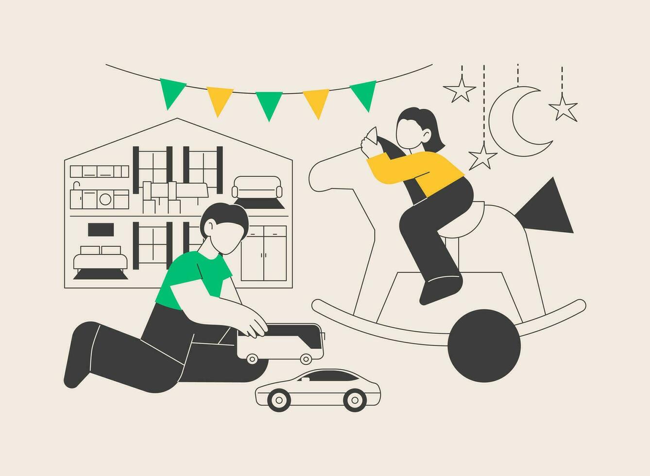 Playroom for kids abstract concept vector illustration.