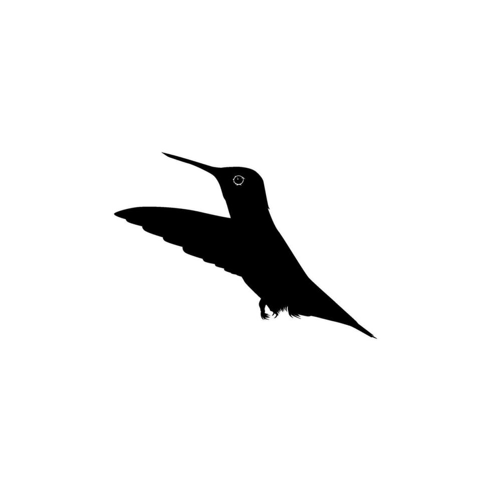 Flying Hummingbird Silhouette, can use Art Illustration, Website, Logo Gram, Pictogram or Graphic Design Element. Vector Illustration