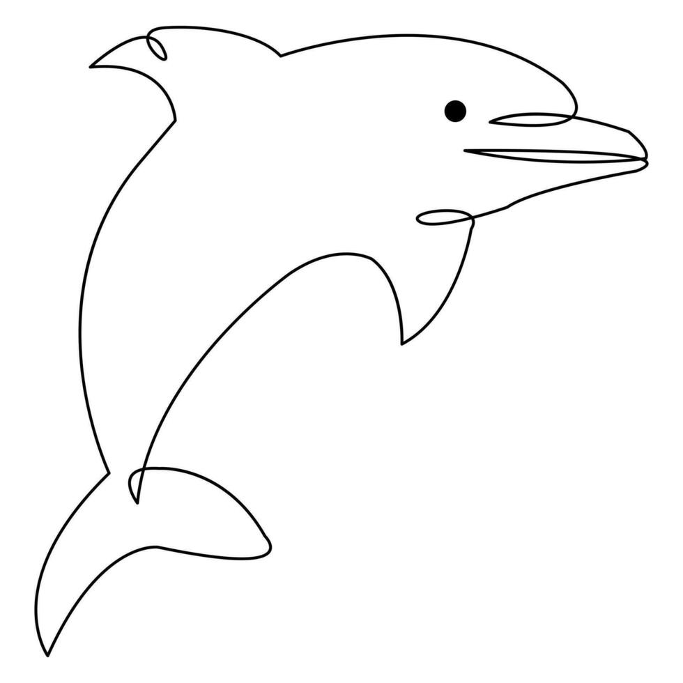 Simple dolphin continuous single line art drawing outline vector illustration