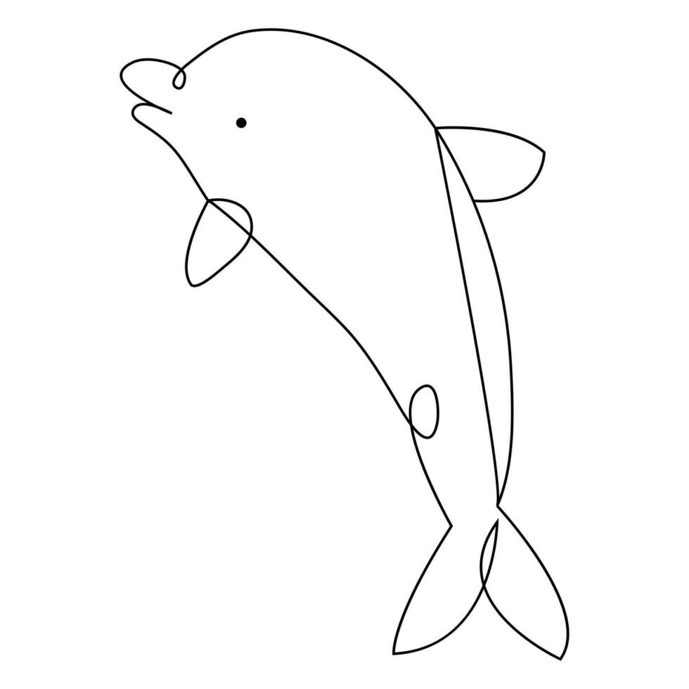 Simple dolphin continuous single line art drawing outline vector illustration
