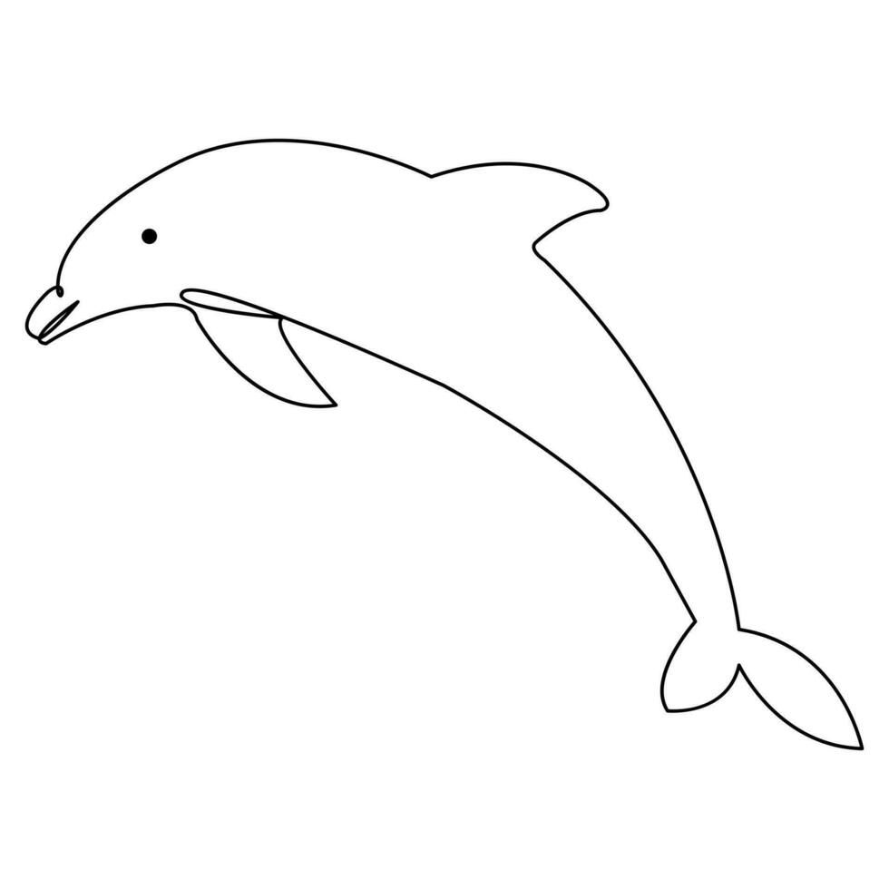 Simple dolphin continuous single line art drawing outline vector illustration