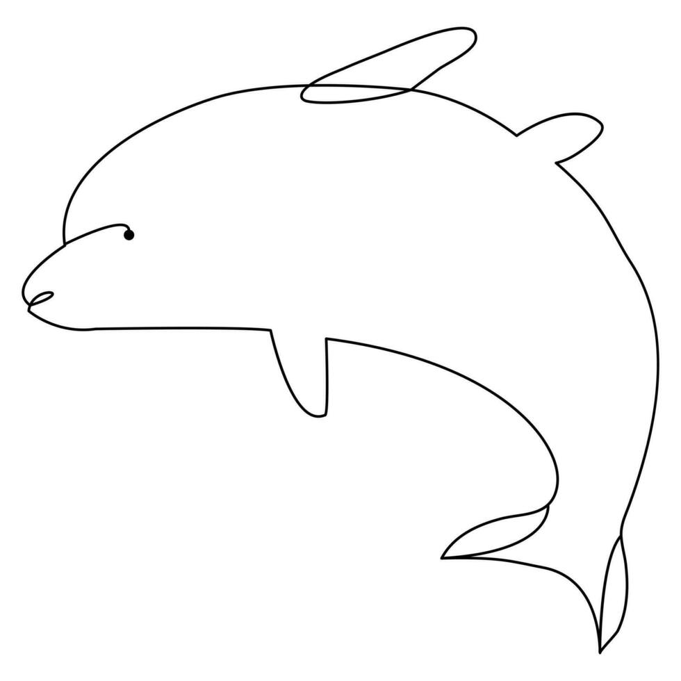 Simple dolphin continuous single line art drawing outline vector illustration