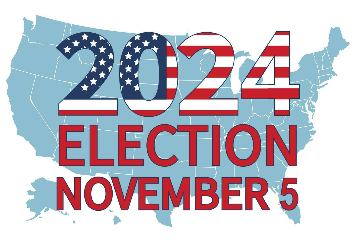 2024 Presidential election day in USA, november 5, card design. Vote for your future vector