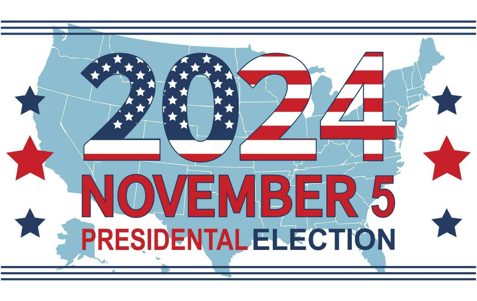 2024 Presidential election day in USA, november 5, card design. Vote for your future vector