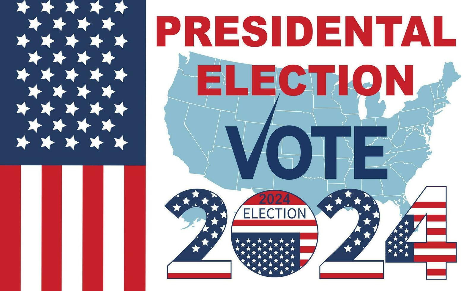 2024 Presidential election day in USA, november 5, card design. Vote