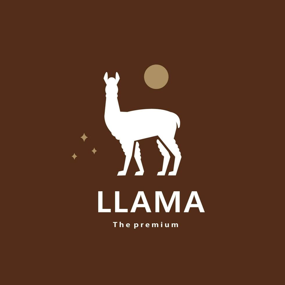 animal llama natural logo vector icono silueta retro hipster