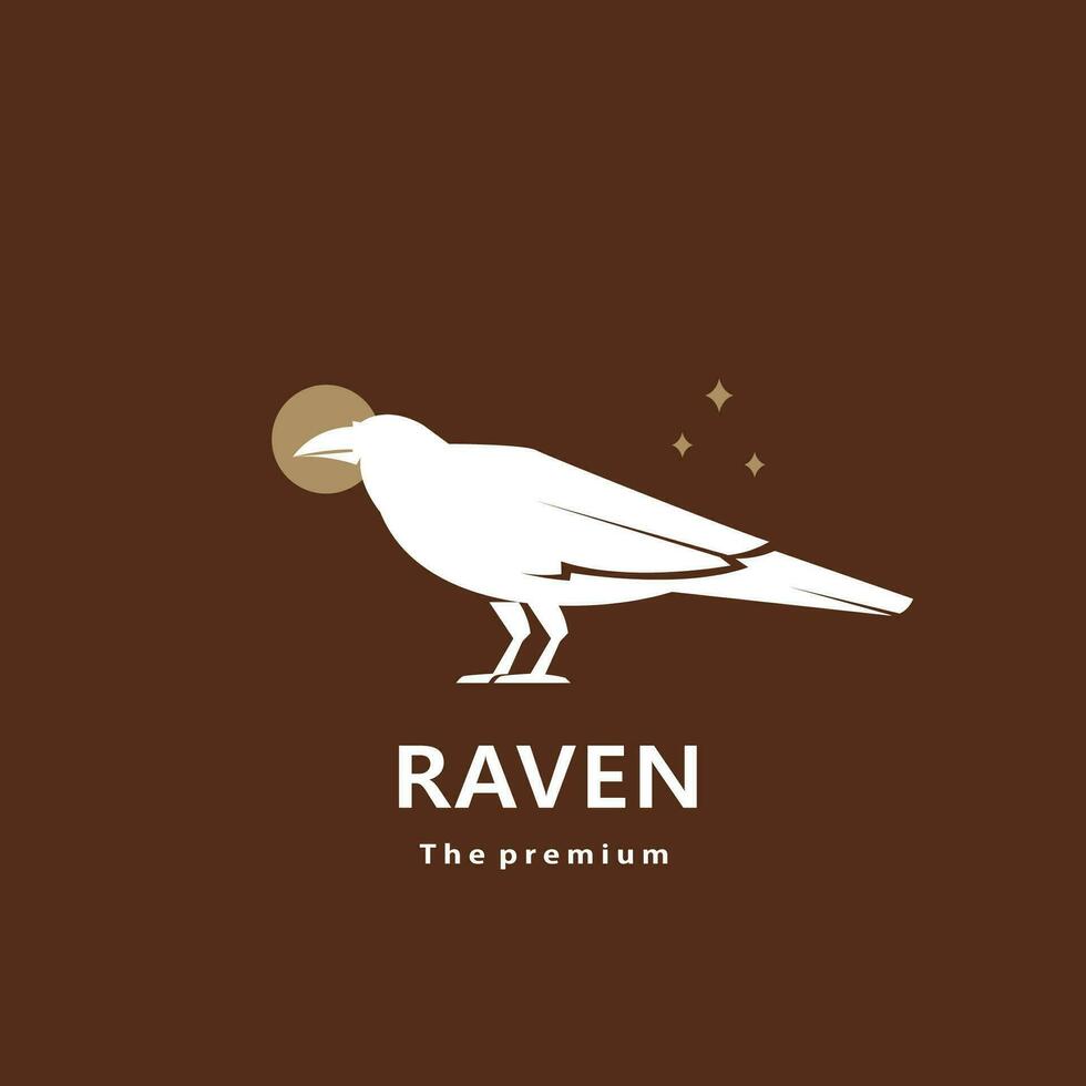 animal raven natural logo vector icon silhouette retro hipster