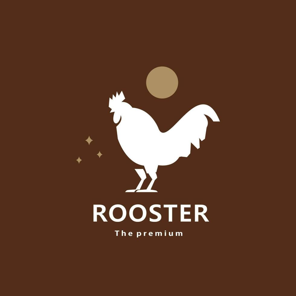 animal rooster natural logo vector icon silhouette retro hipster