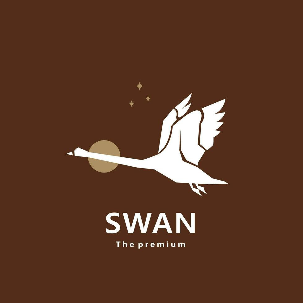 animal swan natural logo vector icon silhouette retro hipster