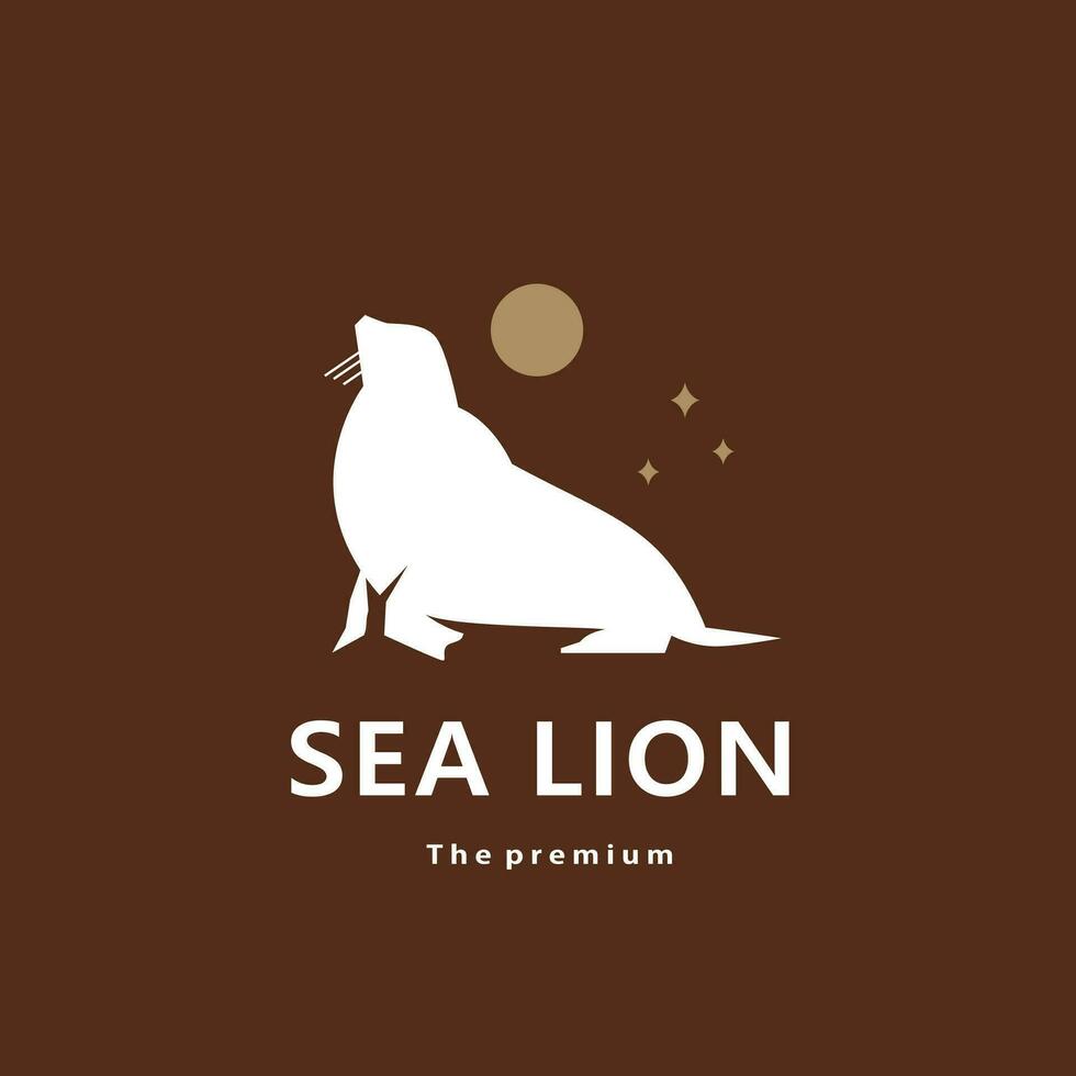 animal sea lion natural logo vector icon silhouette retro hipster