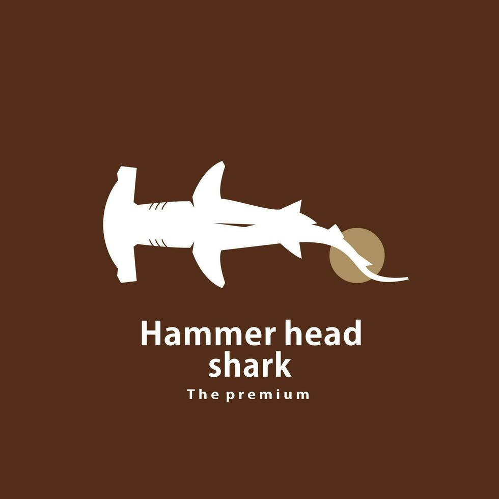 animal hammer head shark natural logo vector icon silhouette retro hipster