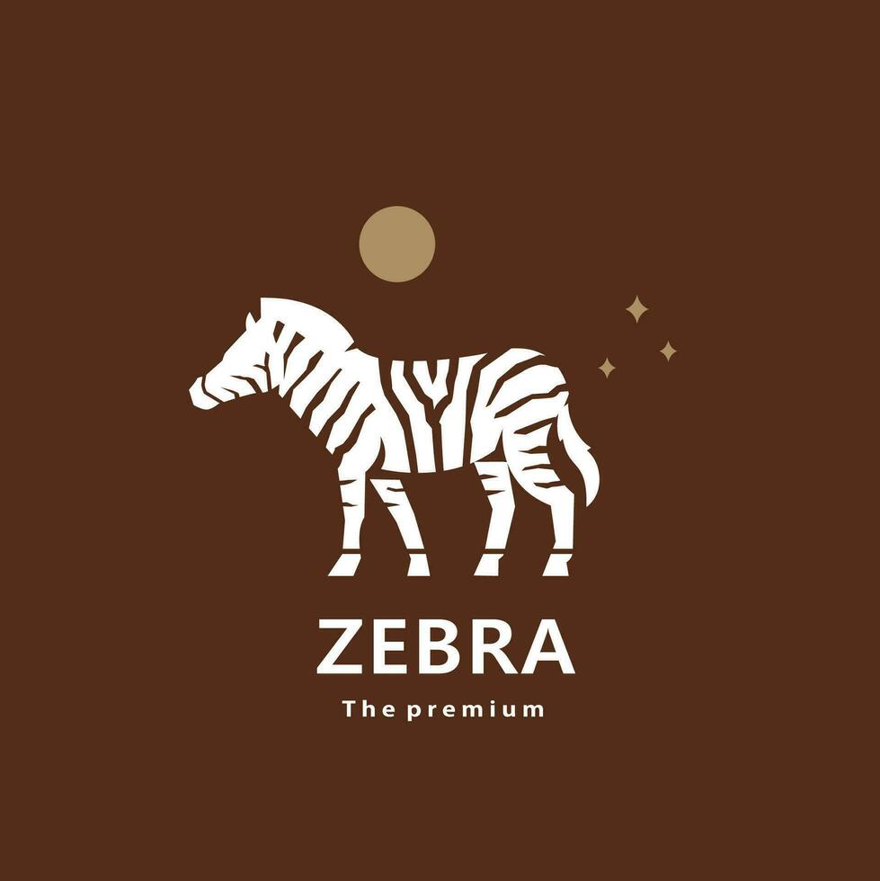 animal cebra natural logo vector icono silueta retro hipster