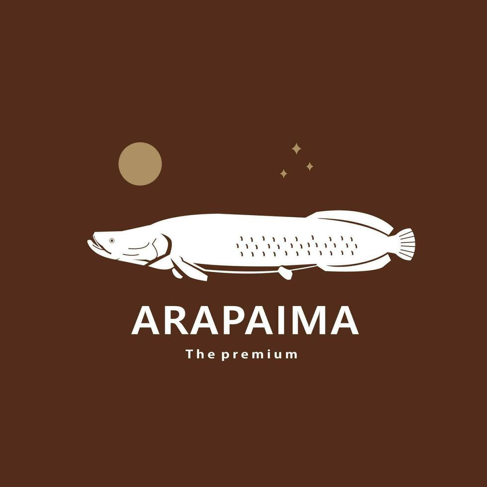 animal arapaima natural logo vector icon silhouette retro hipster