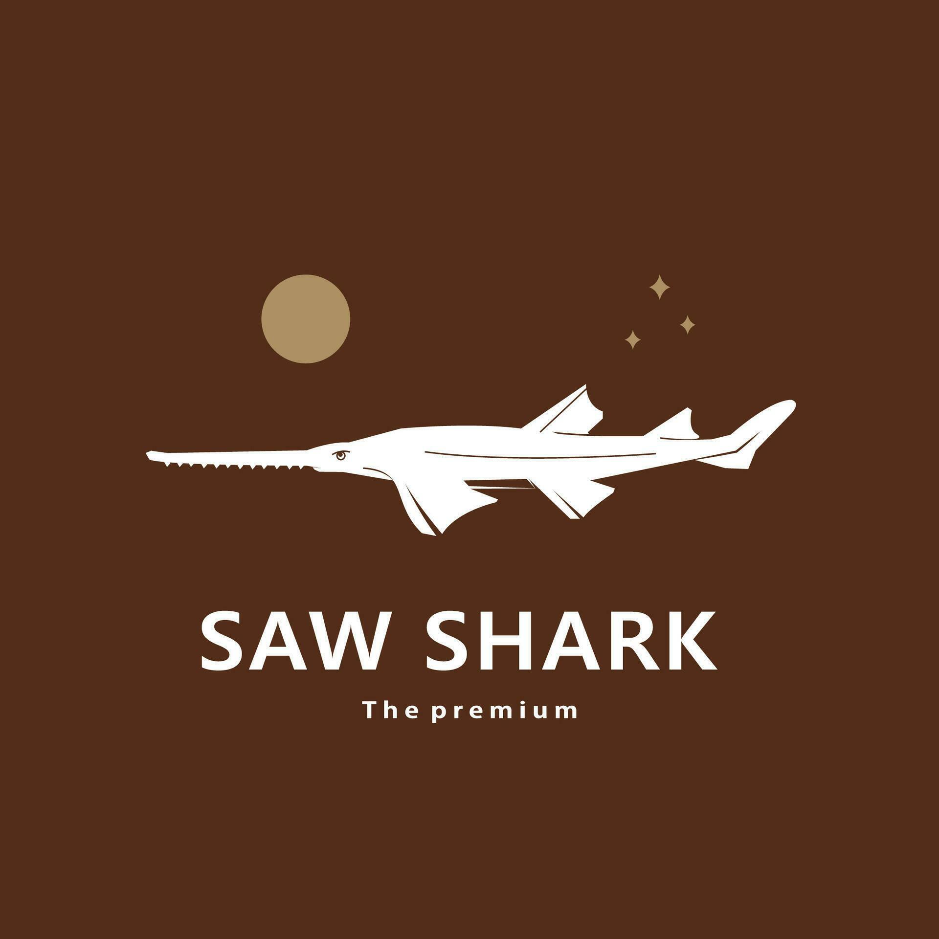 animal saw shark natural logo vector icon silhouette retro hipster