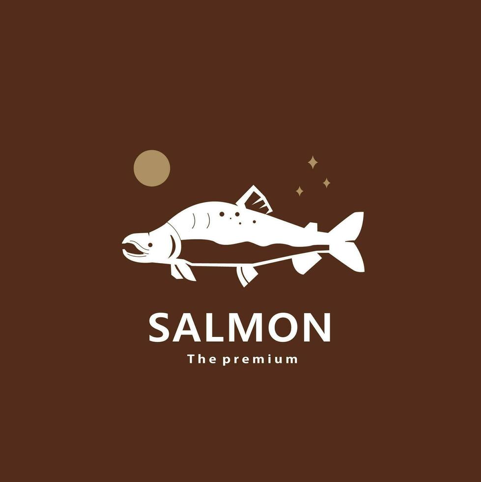 animal salmon natural logo vector icon silhouette retro hipster