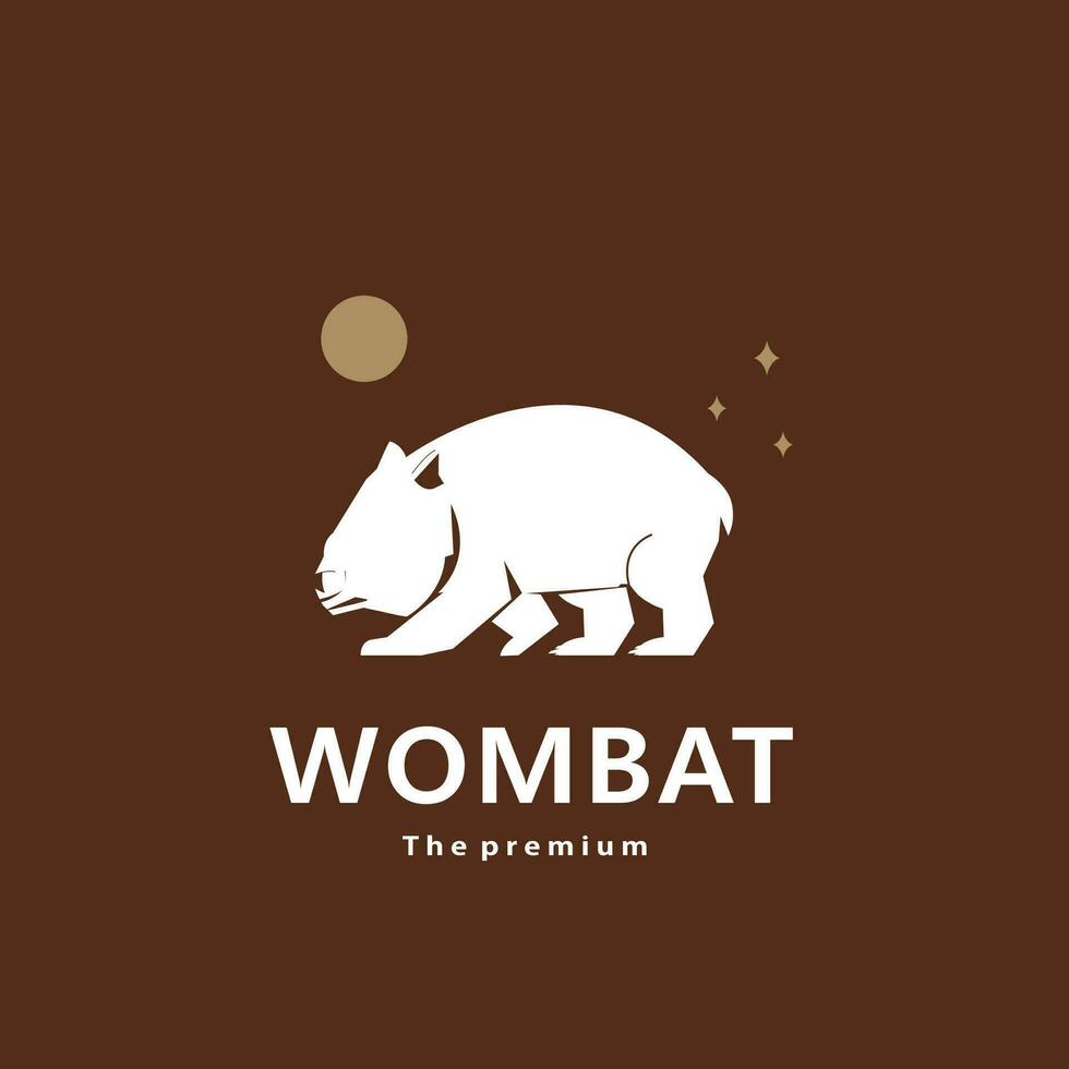 animal wombat natural logo vector icono silueta retro hipster