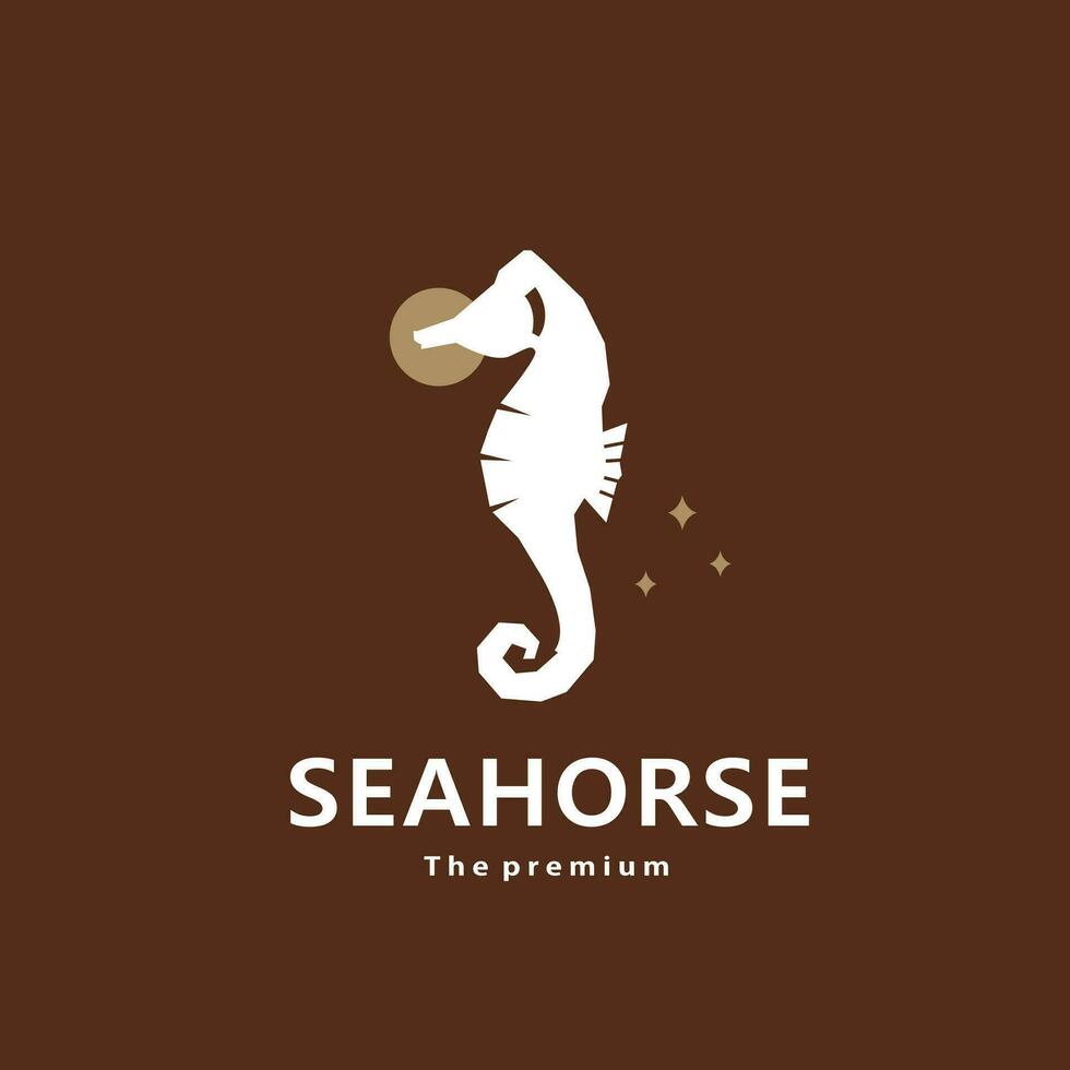 animal caballo de mar natural logo vector icono silueta retro hipster
