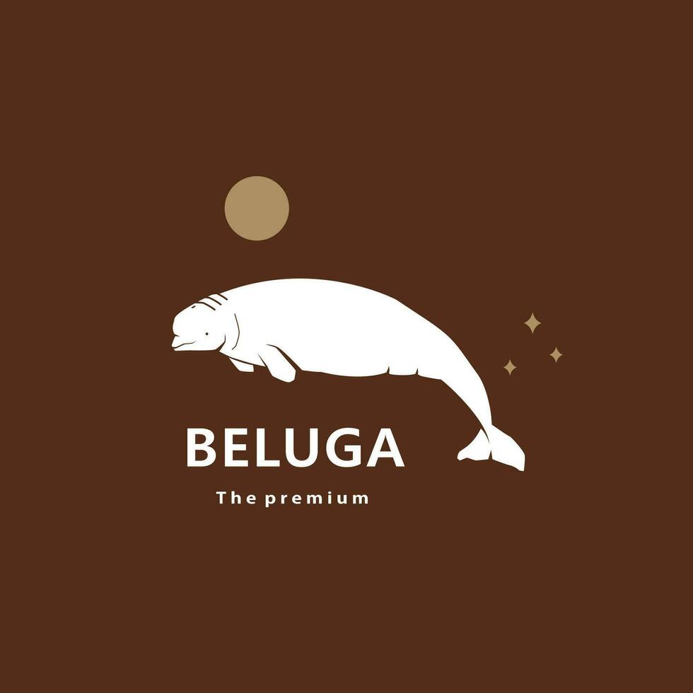 animal beluga natural logo vector icon silhouette retro hipster