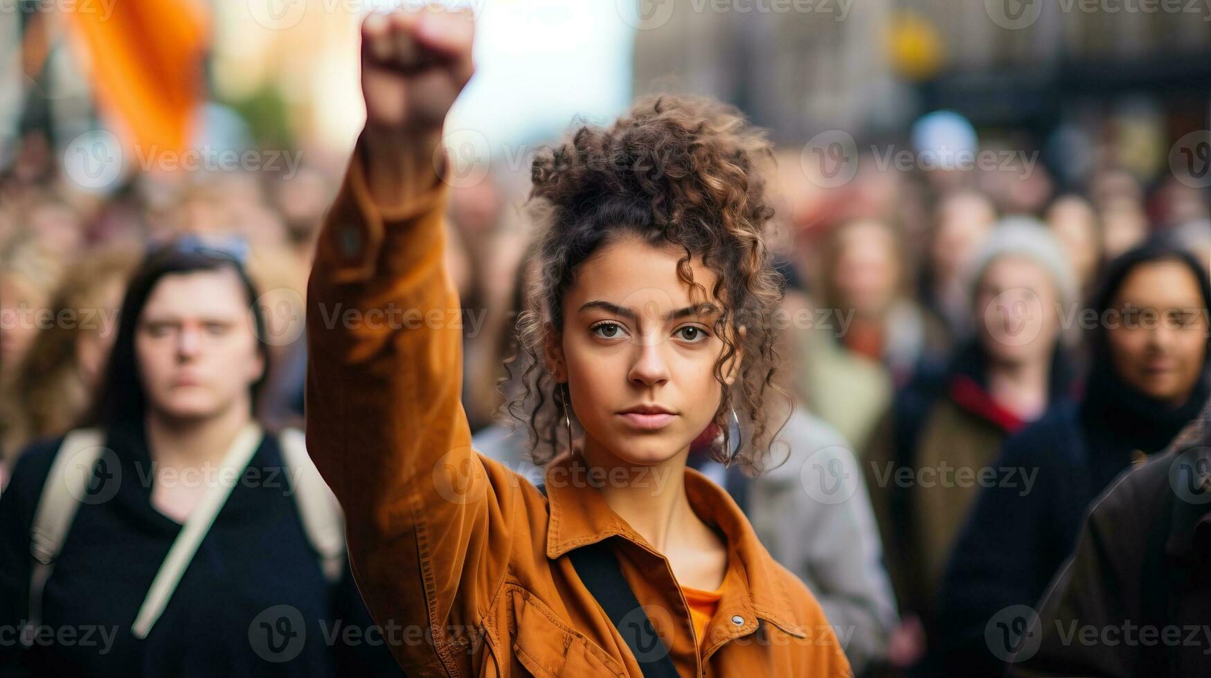 ai generado protesta marzo en ciudad calle. ai generado. foto