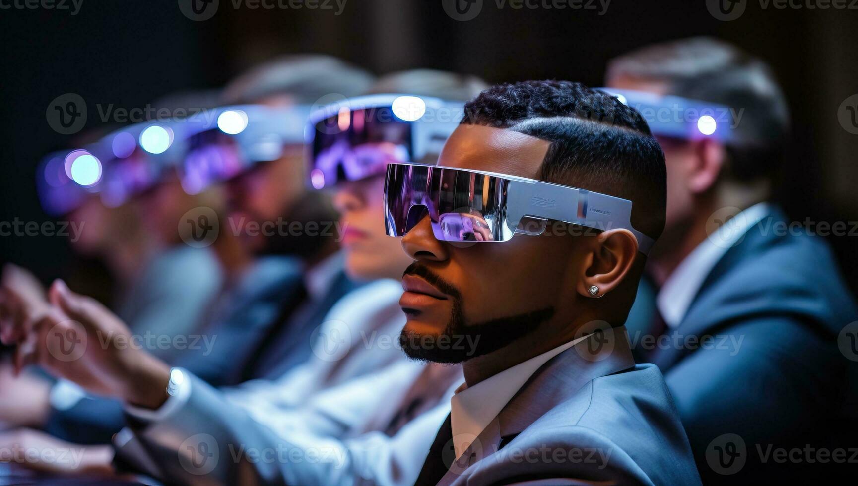 AI generated Group of Adults Experiencing Virtual Reality photo