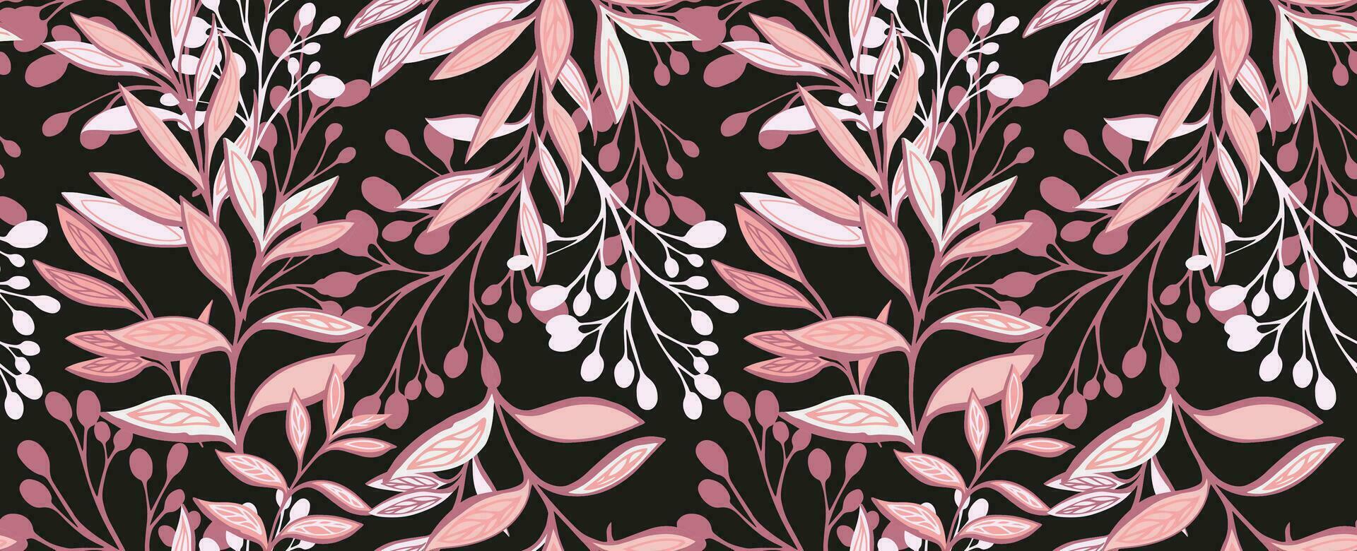 Creative bright tropical botanical plants seamless pattern. Abstract shape leaves branches background. Stylized creative  floral leaf printing. Vector hand drawn. Design for fashion, fabric, textiles