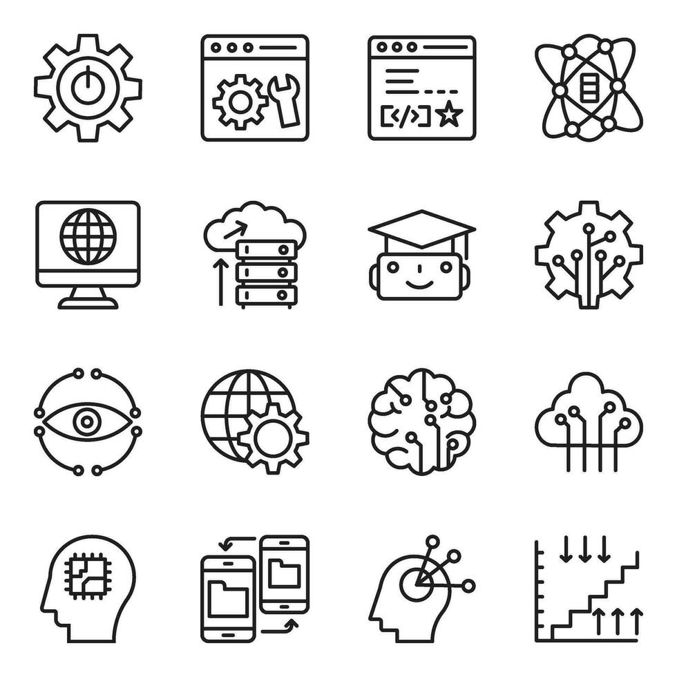 Artificial Intelligence Line Vector Icons