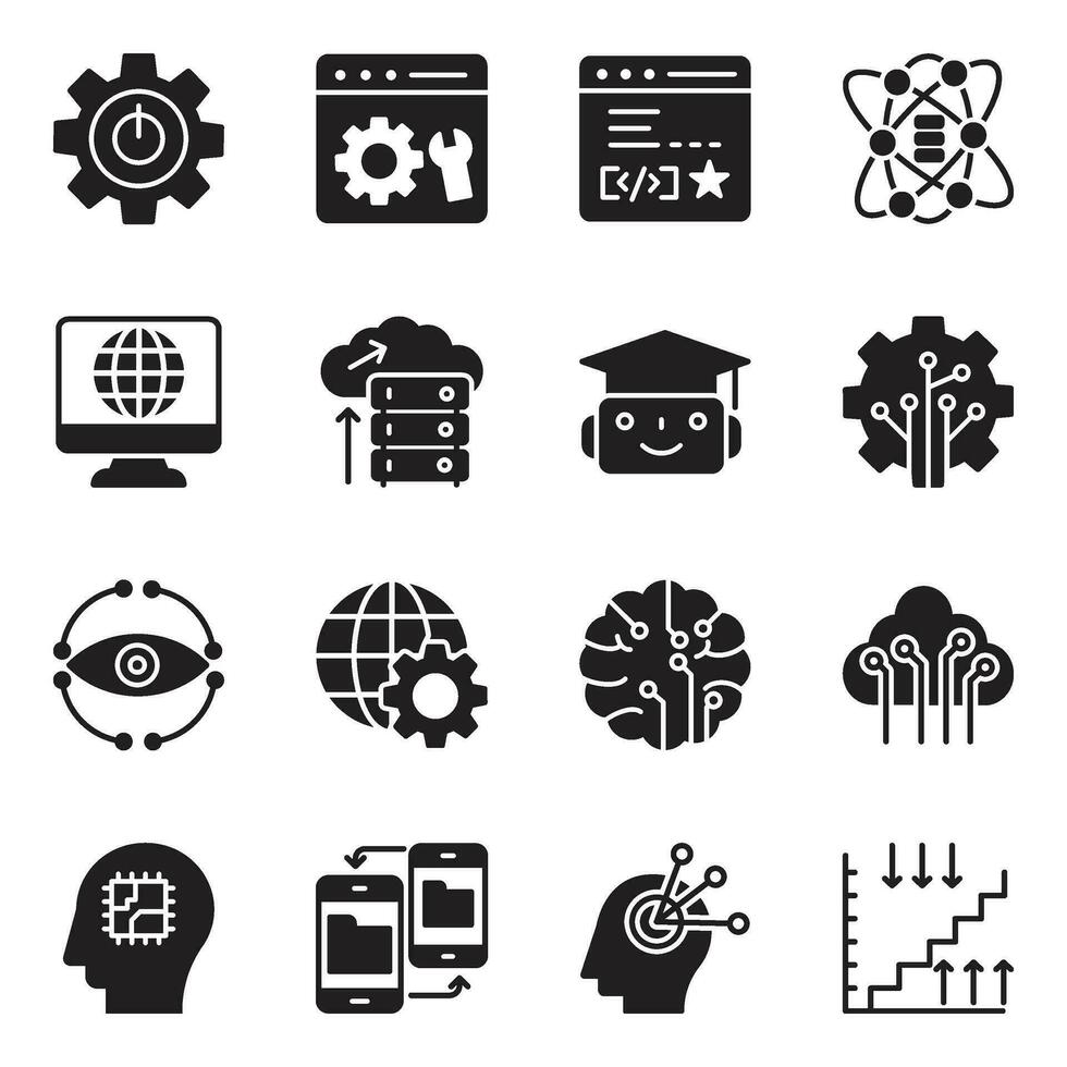 Artificial Intelligence Glyph Vector Icons