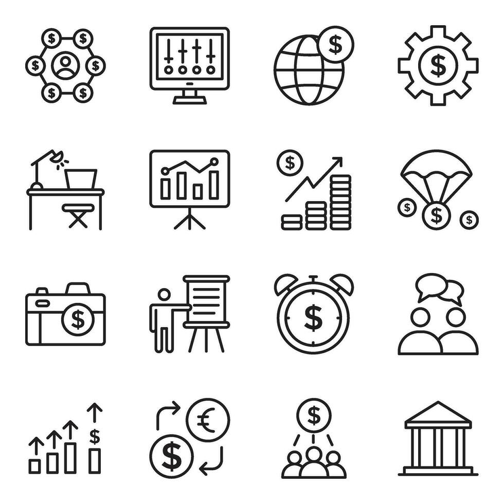 Financial Affairs Line Vector Icons