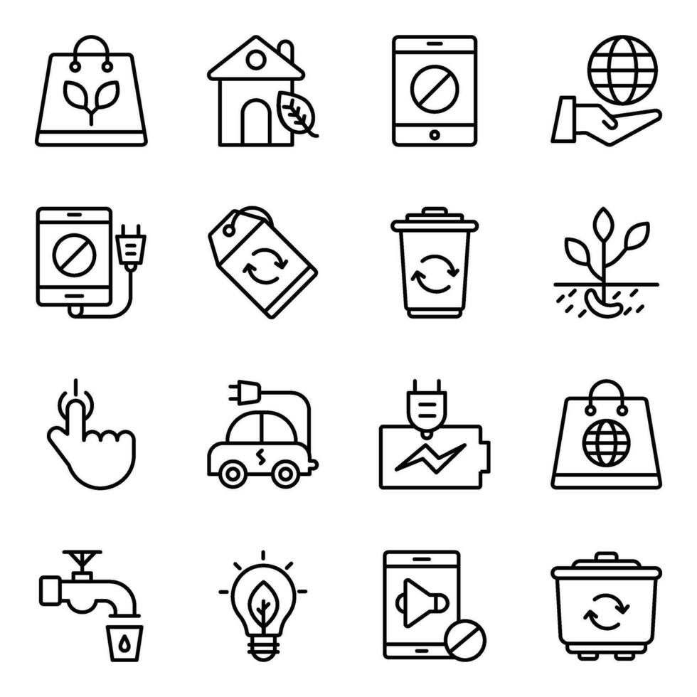 paquete de ecología icono vectores