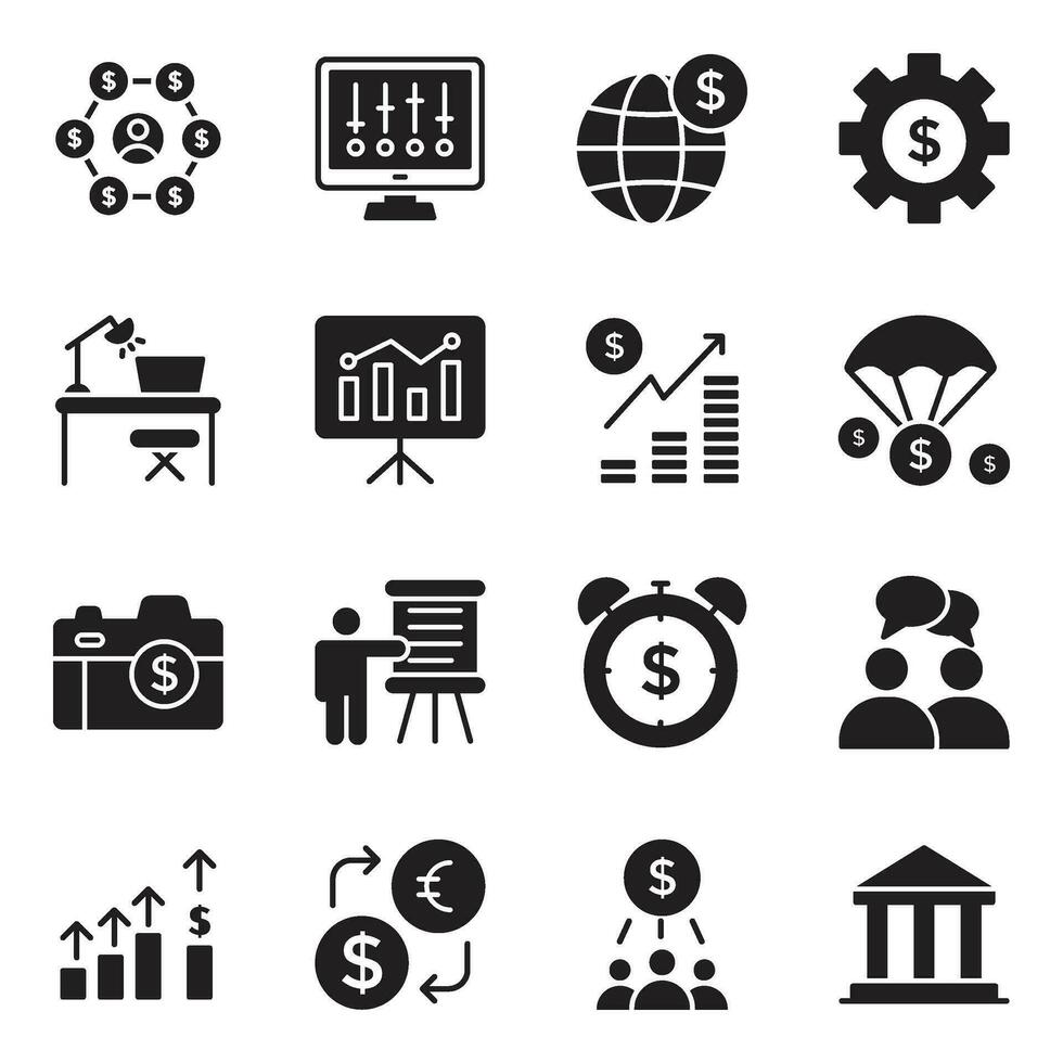 Financial Affairs Glyph Vector Icons
