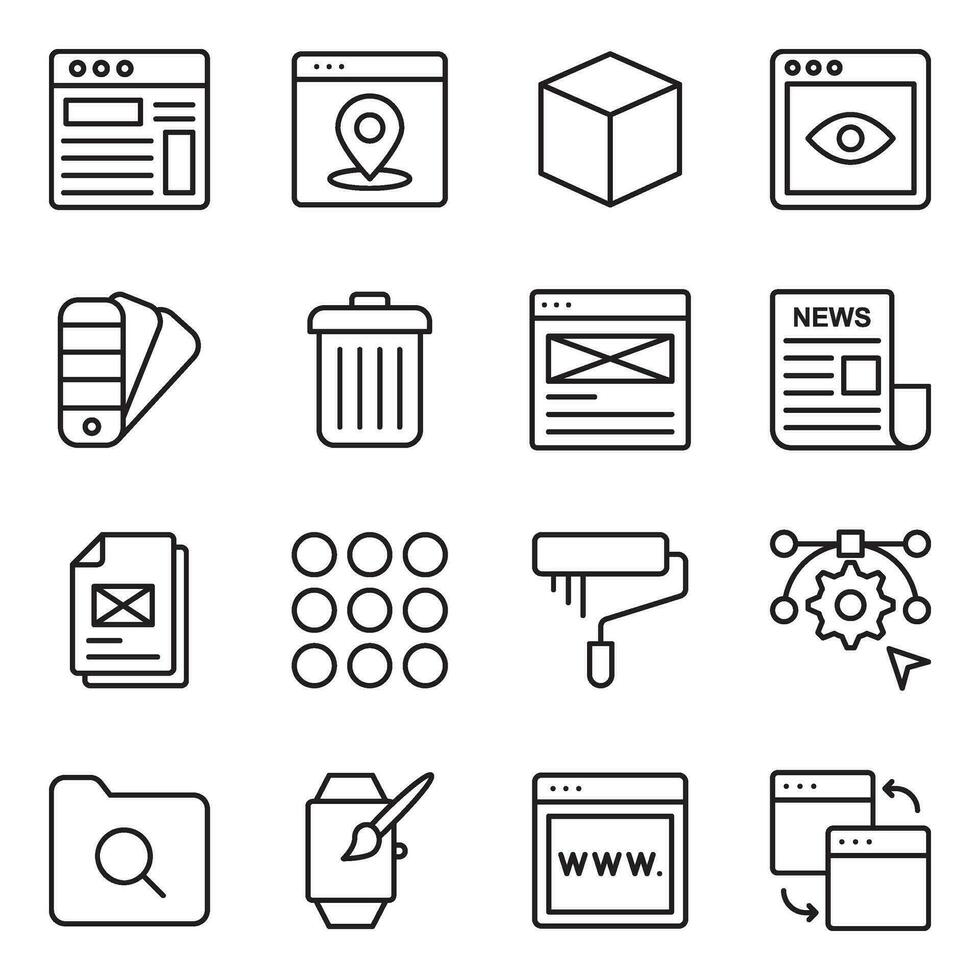 Pack of Web Design Line Icons vector