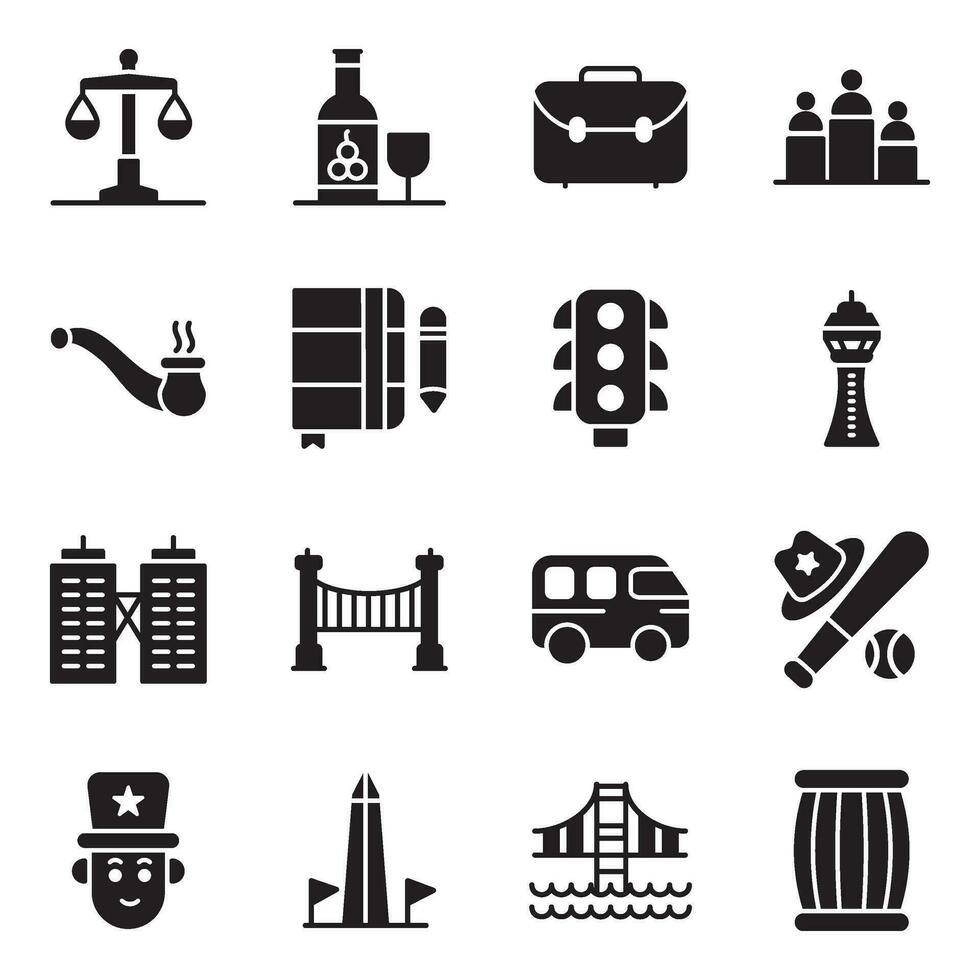Worldwide Places Glyph Vector Icons