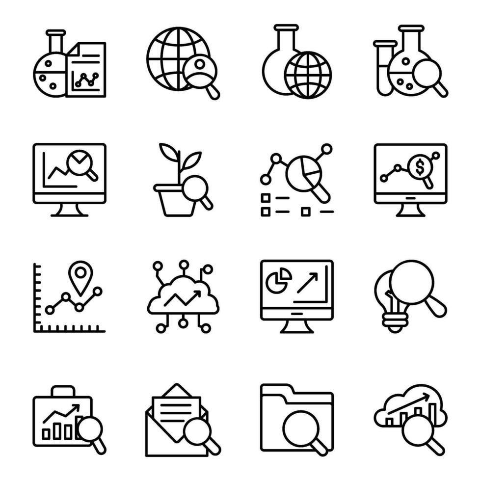 Pack of Business and Data Analysis Line Icons vector