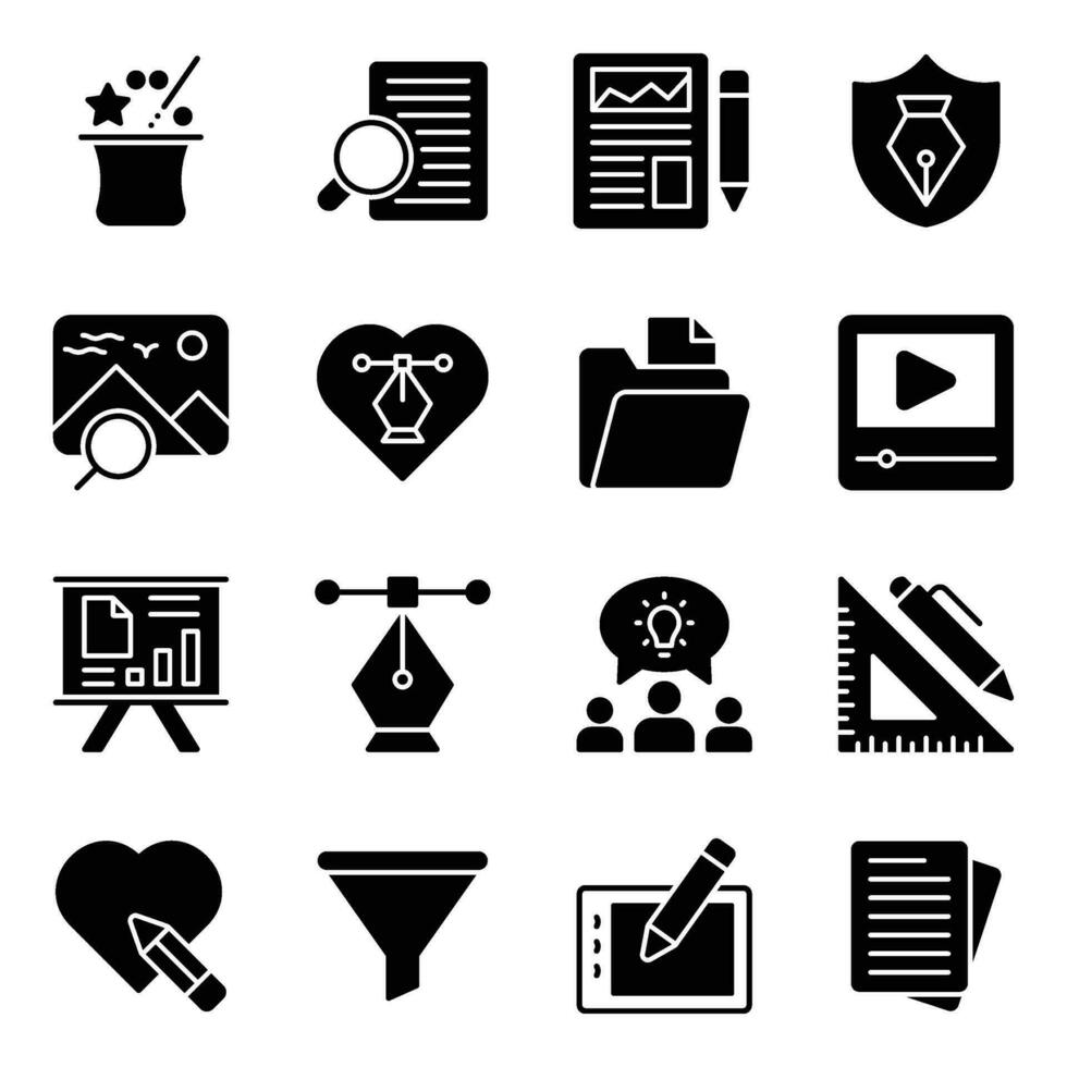 Pack of Graphic Design Glyph Icons vector