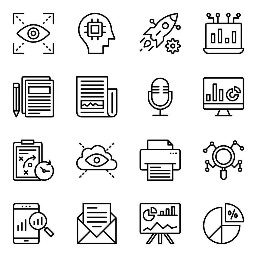 Pack of Business Intelligence Line Icons vector