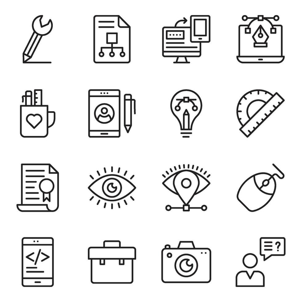 Pack of Content Design Line Icons vector