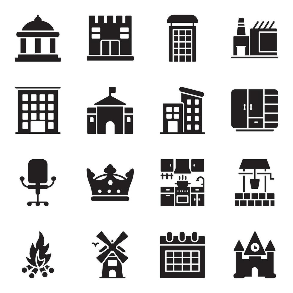 Famous Places Glyph Vector Icons