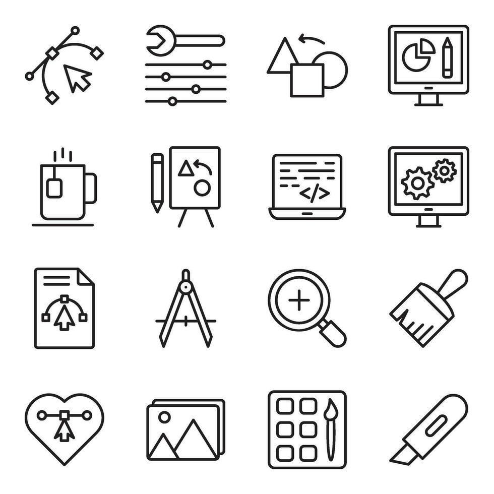 Pack of Content Development Line Icons vector
