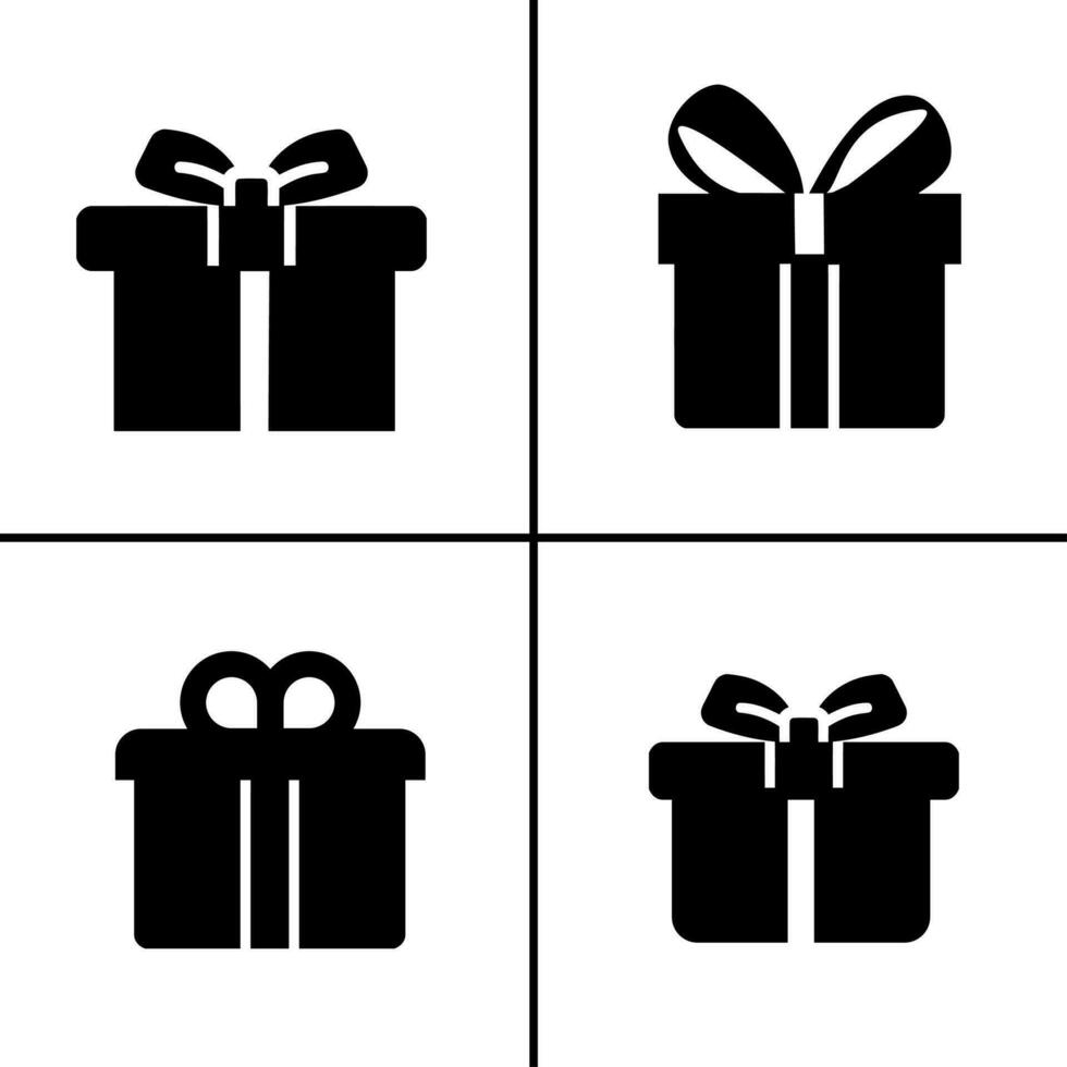 Vector black and white illustration of gift box icon for business. Stock vector design.